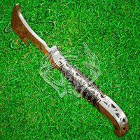 Hache à barbe de chasse et de camping en acier D2 de qualité industrielle, à lame pleine, avec manche en bois exotique et contreforts en acier, type tomahawk, véritable hache.