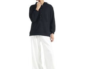 Sudaderas con capucha de moda para mujer Sudadera con capucha Sudaderas de manga larga Bolsillo de canguro para mujer Color negro Ajuste holgado Relajado - Product Image 3