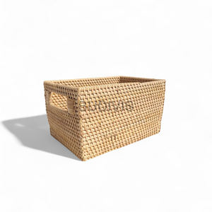 Vente en gros de paniers de rangement en rotin naturel forme rectangulaire de style vintage pour la maison et la cuisine multi-usages - Product Image 2