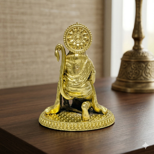 Estatua de Hanuman Sentado de Latón Hecha a Mano para Templo en Casa y Decoración Espiritual, Estatua de Hanuman Sentado de Latón Premium para Templo Pooja y Regalo - Product Image 3