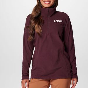 <b>Women</b> Stand Collar Sweatshirt With <b>Quarter</b> <b>Zip</b> Closure High Quality And Side Pockets With Customized Logo Designing Full Sleeves - Product Image 1