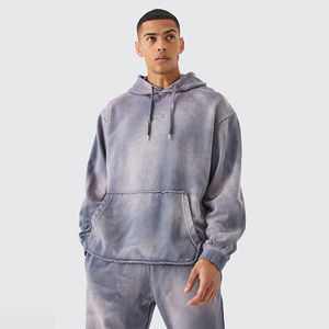 Vente en gros de survêtements lavés à l'acide OEM pour hommes, surdimensionnés, respirants, deux pièces, avec impression de logo personnalisé - Product Image 5