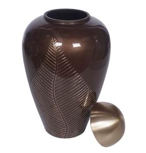 URNA DE CREMACIÓN DE LATÓN BRILLANTE MARRÓN BRILLANTE DISEÑO DE HOJA CLÁSICO DE LUJO MÁS VENTA URNA ESMALTE DE ALTA CALIDAD PARA CENIZAS HUMANAS - Product Image 2