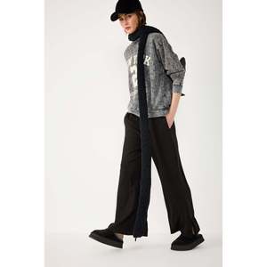 <span class=keywords><strong>Pantaloni</strong></span> Casual da Donna in Cotone con Spacchi Laterali, Traspiranti, Vita Elastica Media, Stile Spagnolo con Tecnica Stropicciata - Product Image 4