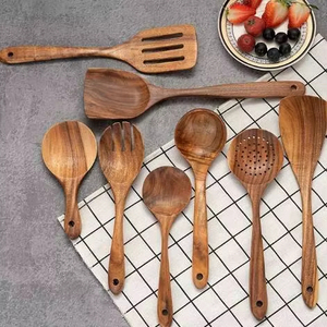 Juego de utensilios de cocina modernos de madera de teca de grado alimenticio, cucharas para sopa fáciles de limpiar, herramientas para servir con accesorios de diseño manual para cocinar - Product Image 6