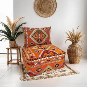 Pouf en cuir marocain fait main, repose-pieds ottoman traditionnel, pouf artisanal, décoration intérieure, siège ottoman bohème pour salon - Product Image 1