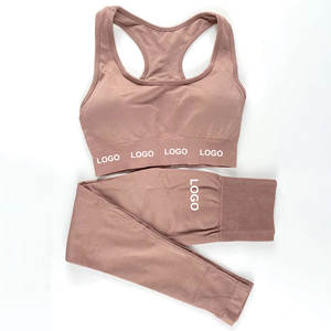 Breathable Quick Dry Eco-Friendly Workout Clothing Gym Fitness Yoga Set Women <b>Sports</b> 2-Piece Crop Top Strap <b>Bra</b> Mid Waist Front - Product Image 3