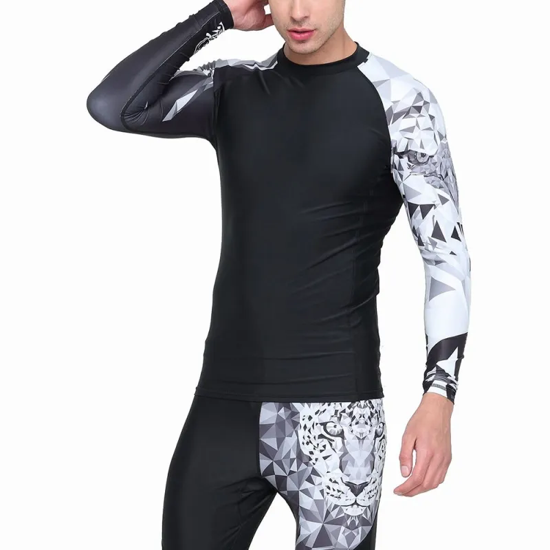 Alta qualità da uomo compressione Rash Guard sublimazione animale MmA traspirante palestra Fitness t-shirt USA taglia Rash guard per gli uomini