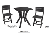 Ensemble de table et de chaises de patio en plastique PP durable de fabrication italienne, certifié ISO9001 TUV, respectueux de l'environnement, résistant aux UV, meubles d'extérieur
