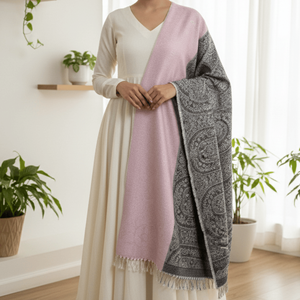 Lavender Grey Dual-Tone Paisley <b>Pashmina</b> <b>Shawl</b> Satin Cashmere Modal Rayon Polyester Jersey Lace Digital Leopard Dot Letter - Product Image 3