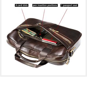Sac pour ordinateur portable, sacoche d'affaires en cuir, sac à main de luxe en cuir véritable fait main pour hommes, noir - Product Image 5