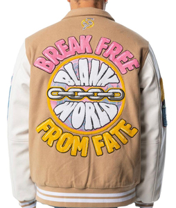 Custom Chenille Embroidered <b>Men's</b> Leather Baseball <b>Jacket</b> Custom <b>Varsity</b> <b>Jacket</b> for <b>Men</b> <b>Bomber</b> - Product Image 2