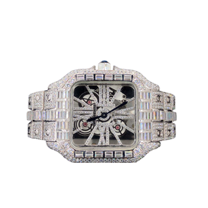 Reloj de lujo de acero inoxidable para hombre con pasador cuadrado de diamante caja de oro de isonita negra completa estilo elegante movimiento automático ETA - Product Image 1