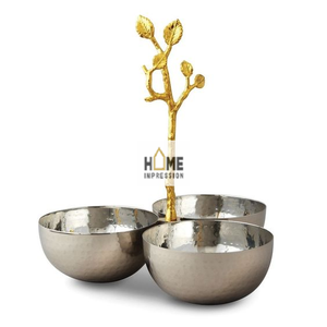 Ensemble de 2 bols de design moderne fantaisie de taille différente couleur gris et or bols décoratifs simples ustensiles de cuisine design fantaisie moderne - Product Image 3