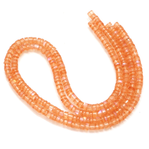 Natural Flashy Orange rainbow Moonstone Smooth Tyre shape Heishi <b>Beads</b>, 15" Orange Moonstone Smooth wheel shape <b>Bead</b> wholesale - Product Image 3