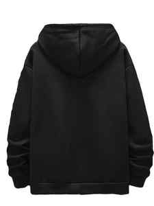 Sweat à capuche pour homme surdimensionné de couleur unie, sweat-shirt en polaire à manches longues avec cordon de serrage et col à capuche - Product Image 2