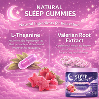 Gummies Sommeil Naturel Sans Mélatonine, à la Racine de Valériane et au Magnésium, Saveur Fraise, pour la Relaxation et un Sommeil Réparateur, 60 Gummies