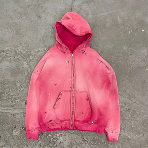 Sudadera con capucha personalizada estética GSM 300 OEM al por mayor con logotipo propio sudaderas con capucha de lavado ácido de gran tamaño mujeres mejor calidad 100% algodón - Product Image 1