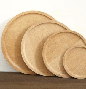 Assiettes rondes en bois pour la décoration de la maison, plateau de service en bois de hêtre pour les légumes, les fruits, les plats, les collations - Product Image 1