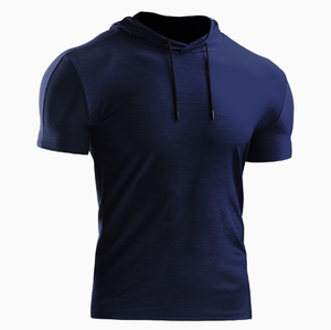 Offre Spéciale Sweat à capuche ajusté à demi-manches pour musculation Gym Workout Vente en gros Sweats à capuche personnalisés pas chers à manches courtes pour hommes - Product Image 2