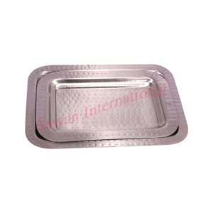 Plateau de service alimentaire, plateau en métal, en acier inoxydable, pour divers tailles, pour événement, plat de service décoratif, plateau de Table fait à la main - Product Image 1