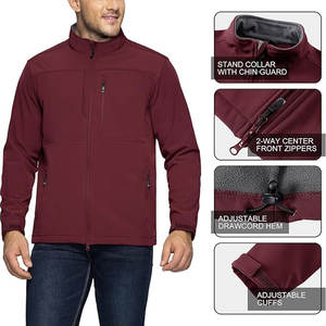 Chaqueta de invierno Softshell roja de alta calidad personalizada chaqueta de trabajo cálida con forro de felpa - Product Image 4