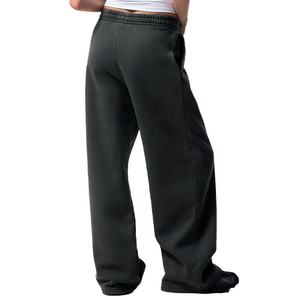 Ropa de gimnasio de uso diario informal para hombre, pantalones de chándal de pierna ancha de lana negra cómoda con cintura media elástica, estilo de calle holgado - Product Image 2