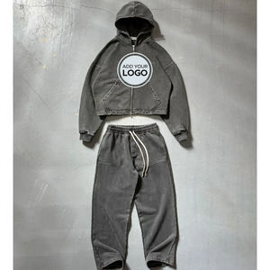 Logo personnalisé hiver polaire hommes survêtement hommes survêtements 2 pièces à la mode rue lâche Hip Hop personnalisé polaire hommes - Product Image 1