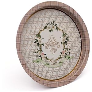 Plateau en métal rond de 370mm Plateau de service durable, élégant et polyvalent Plateau décoratif imprimé en métal pour servir - Product Image 1