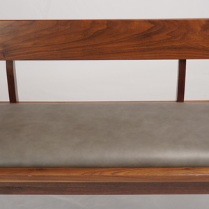 Banc de salle à manger en bois de noyer massif Rembourrage en cuir de vachette italien Style ferme Bois dur durable | | BESIMI - Product Image 2