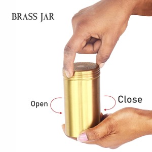 Recipiente de Almacenamiento Tradicional de Latón, Bote Metálico Cilíndrico con Tapa Perforada para Especias de Cocina, Alimentos Secos, Grado Alimenticio - Product Image 3