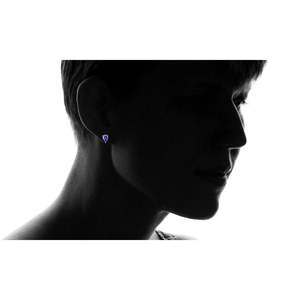 Orecchini a Perno con Tanzanite Viola a Goccia e Diamante Taglio Pera, Placcati in Oro 18K su Argento Sterling, Stile Orecchini a Cerchio Trendy - Product Image 2