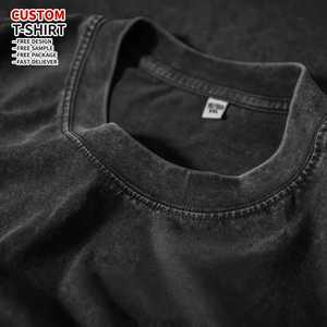 เสื้อยืดคอตตอนถักน้ำหนักมากขนาดใหญ่พิเศษ สไตล์วินเทจ สตรีทแวร์ ล้างสีแบบแอซิดวอช ดีไซน์ขาดๆ คุณภาพสูงสำหรับผู้ชาย - Product Image 2