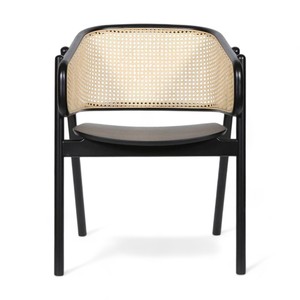 Minimaliste Moderne En Bois De Teck Massif Cleopatra Fauteuil Noir Café En Bois Canne À Manger Ferme Hall-Restaurant Meubles Rotin - Product Image 3