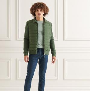 Vestes matelassées pour hommes Col rabattu Ceinture élastique verte Vestes matelassées coupe-vent à la mode Vestes à fermeture éclair - Product Image 2