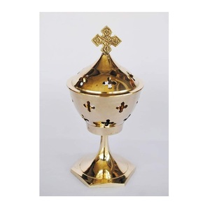 Hand Engraving Design Luxury Incense Burner <b>Cross</b> On <b>Top</b> Decorative Crafts Wedding Decor Censer Home Decoration Product - Product Image 4