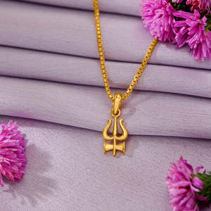 Colgante Religioso de Oro Trishul para Mujer - Joyería Fina con Dije - Product Image 1