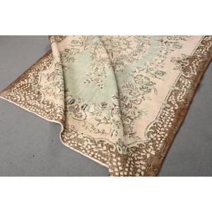 พรมขนาด 6x8.3 ฟุต, พรมวินเทจตุรกี, พรมขนสัตว์ลายดอกไม้สีน้ำตาล - Product Image 4