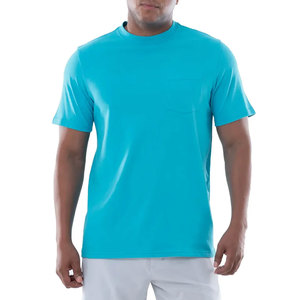 Camiseta de Algodón Turquesa para Hombre con Bolsillo Delantero, Transpirable, de Color Sólido, Estilo Pullover, para Pesca - Product Image 1