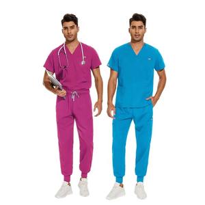 Comprar venta al por mayor cuello en V diseño Jogger estilo hombres Scrubs médico Scrubs enfermera manga corta Scrub Set tejido de poliéster - Product Image 2