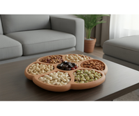 Plateau de service rond en bois personnalisé en gros pour les aliments secs