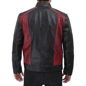 Chaqueta de invierno de estilo callejero para hombre, cuello levantado y tela de lona de cuero genuino negro cálido, abrigo de invierno teñido liso para caballero - Product Image 5