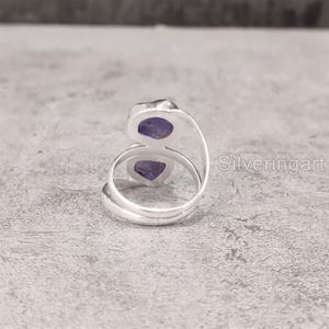Bijoux en pierre brute Bague pour femme Améthyste naturelle Pierre précieuse brute Février Pierre de naissance Anniversaire Bijoux Bague en argent sterling 925 - Product Image 5