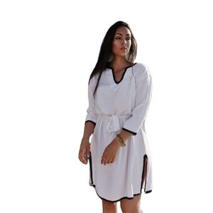 Nuevo verano Mujer moda Casual vacaciones desgaste corto Mini longitud 3/4 mangas con cordones corto mujeres vestido ahuecado elegante Casual - Product Image 1