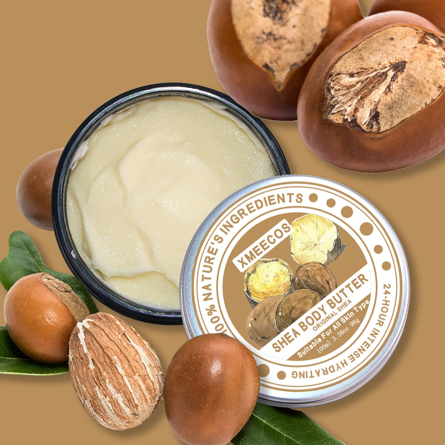 100ML Cute Organic Vegan Hydrating Whipped Shea Body Cream Lotion Natural Moisturizing Whitening Shea Body Butter