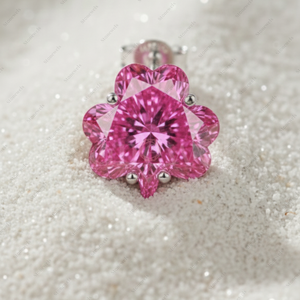 Regalos de Navidad, Pendientes de Diamante Cultivado en Laboratorio de 5 Quilates, Color Rosa Fantasía, Certificados por GIA e IGI, Chapados en Oro Fino de 925, con Diseño de Trébol, para Él - Product Image 2