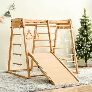 LM KIDS Montessori Climbing Triangle Climbing Ladder Climbing Net Play Tower Indoor Climbing Toy With Slide Climbing Frame