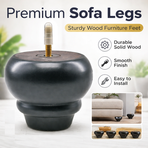 Short Turned Wooden Furniture Leg Black Solid Wood <b>Sofa</b> <b>Bed</b> Cabinet Table Leg OEM Custom Factory Supplier - Product Image 1