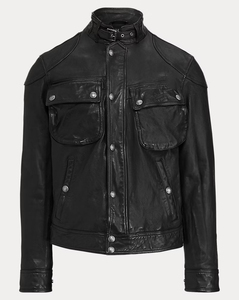 Chaqueta de cuero genuino Premium para hombre con estilo Biker Style Reversible y con cremallera impermeable - Product Image 4