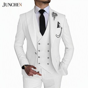 Abito da Uomo di Lusso per Feste, Riunioni di Lavoro, Matrimoni, <span class=keywords><strong>Sposo</strong></span> - Vestito Slim Fit <span class=keywords><strong>Doppiopetto</strong></span> con Gilet, Blazer e Pantaloni (3 Pezzi) - Product Image 1